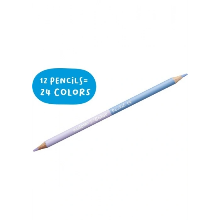 Carioca Pastel Renk Kuru Boya Kalem Çift Taraflı 12li (24 Renk)