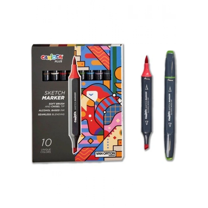 Carioca Plus Sketch Marker Çift Taraflı Çizim Kalemi 10 Renk