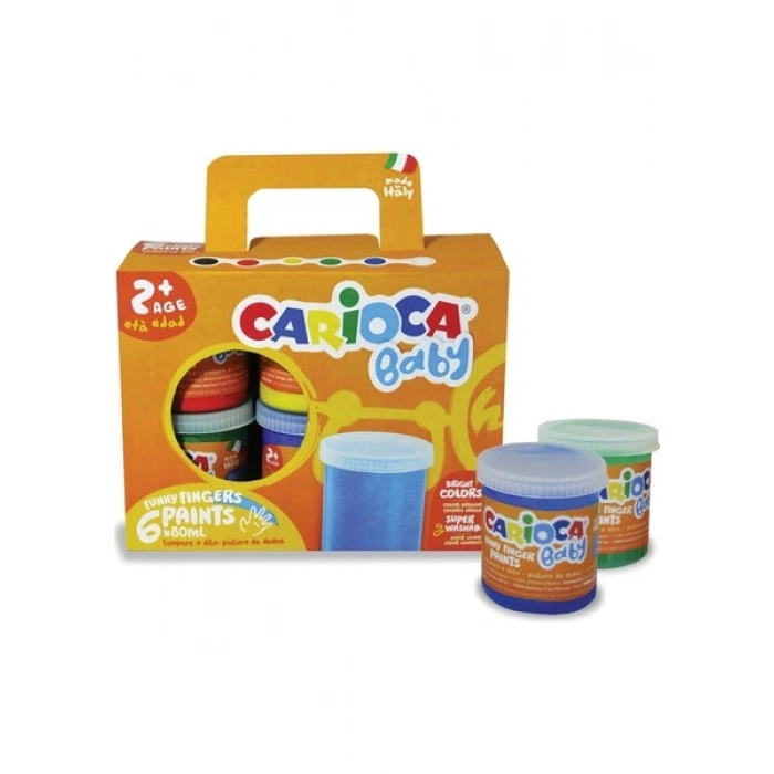 Carioca Yıkanabilir Parmak Boyası - 6 Renk X 80 Gr