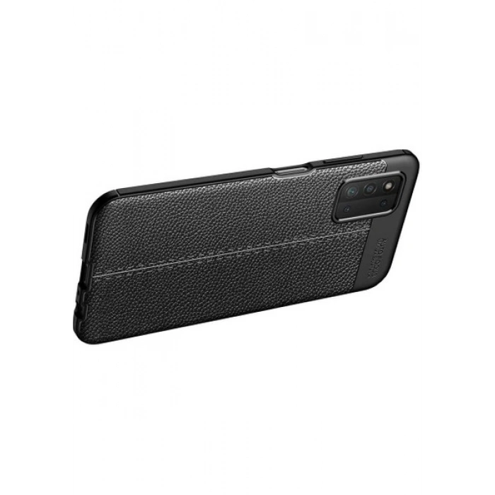 Case 4U A03s Kılıf Rugan Armor Deri Görünümlü Yüksek Kalite Silikon Niss Kırmızı