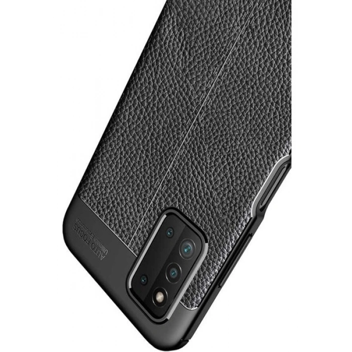 Case 4U A03s Kılıf Rugan Armor Deri Görünümlü Yüksek Kalite Silikon Niss Lacivert