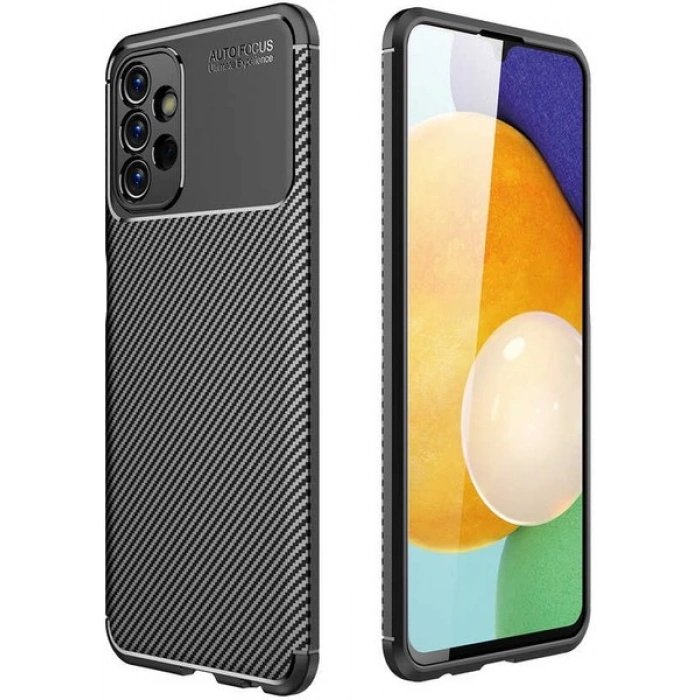 Case 4U A23 Uyumlu Kılıf Rugged Armor Karbon Desenli Lüx Negro Silikon Arka KapakSiyah