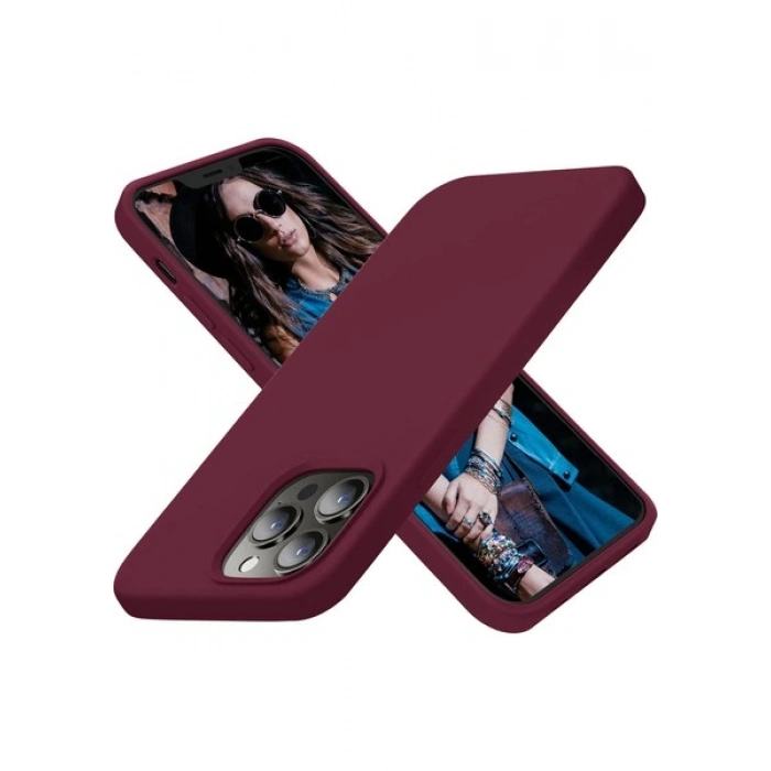 Case 4U Apple Apple iPhone 13 Pro Kılıf Klasik Mat Renkli Yumuşak Premier Silikon Mürdüm