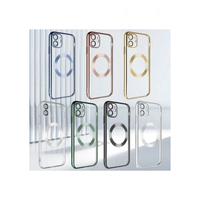 Case 4U Apple iPhone 11 Kılıf Kamera Korumalı Wireless Şarj Özellikli Sert PC Riksos Magsafe Silikon Kapak Rose Gold