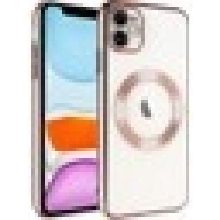 Case 4U Apple iPhone 11 Kılıf Kamera Korumalı Wireless Şarj Özellikli Sert PC Riksos Magsafe Silikon Kapak Rose Gold
