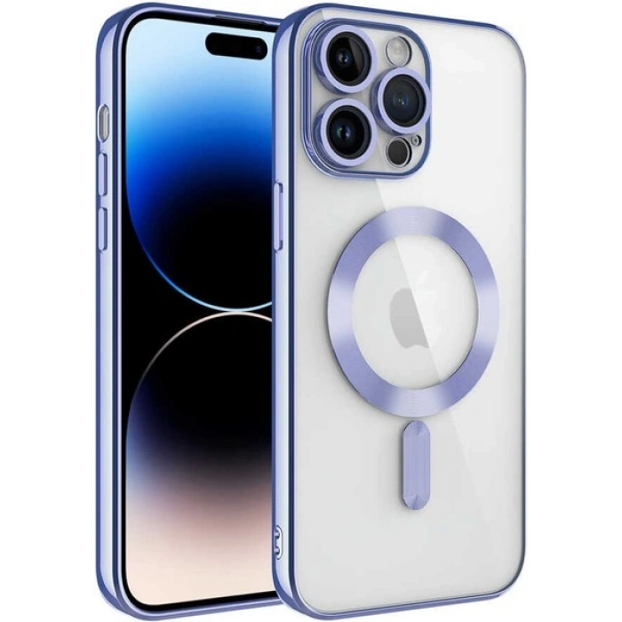 Case 4U Apple iPhone 11 Pro Max Kılıf Kamera Lens Korumalı Magsafe Şarj Kılıfı Şeffaf Renkli Yumuşak Demre Kapak Lila