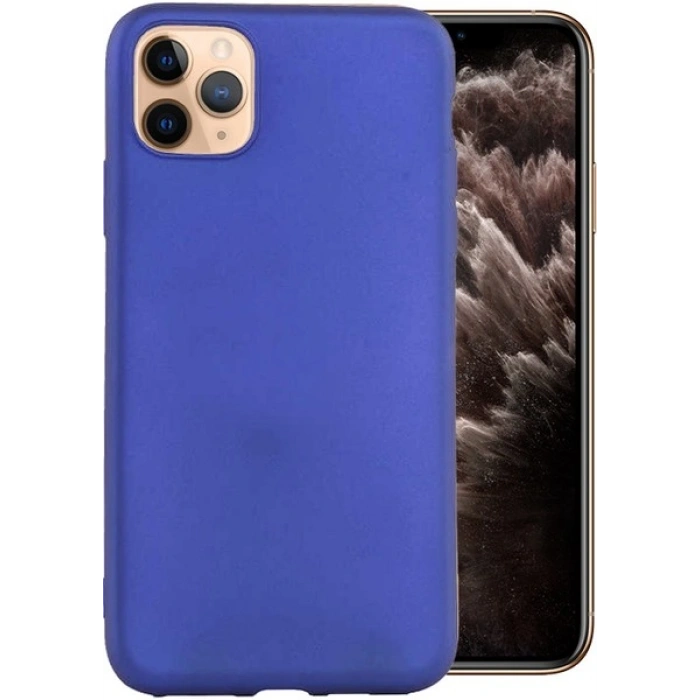 Case 4U Apple iPhone 11 Pro Max Kılıf Klasik Mat Renkli Yumuşak Premier Silikon Saks Mavi