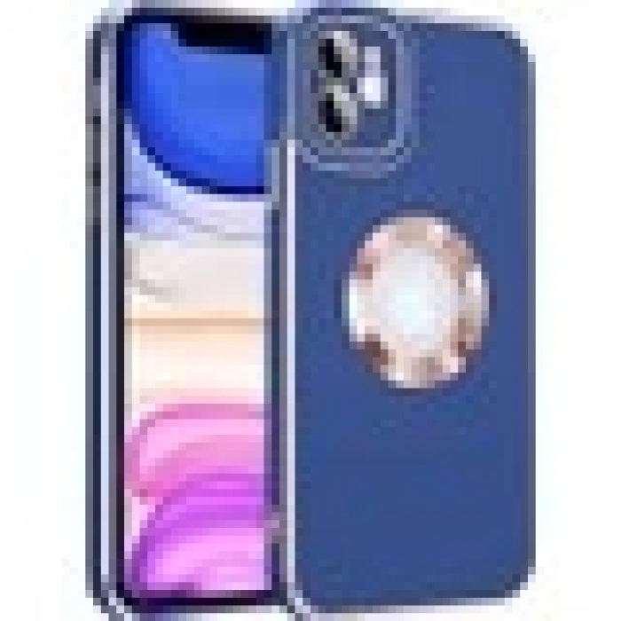 Case 4U Apple iPhone 12 Kılıf Kamera Korumalı Parlak Kenarlı Altın Işlemeli Renkli Logo Gösteren Kongo Kapak Rose Gold
