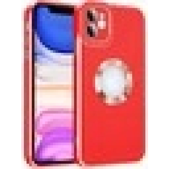 Case 4U Apple iPhone 12 Kılıf Kamera Korumalı Parlak Kenarlı Altın Işlemeli Renkli Logo Gösteren Kongo Kapak Kırmızı