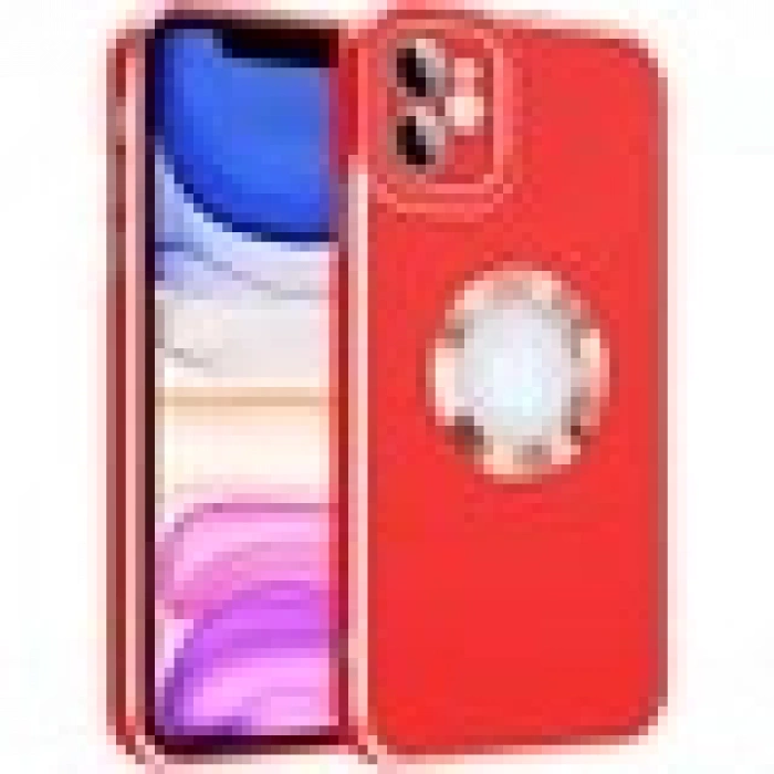 Case 4U Apple iPhone 12 Kılıf Kamera Korumalı Parlak Kenarlı Altın Işlemeli Renkli Logo Gösteren Kongo Kapak Rose Gold