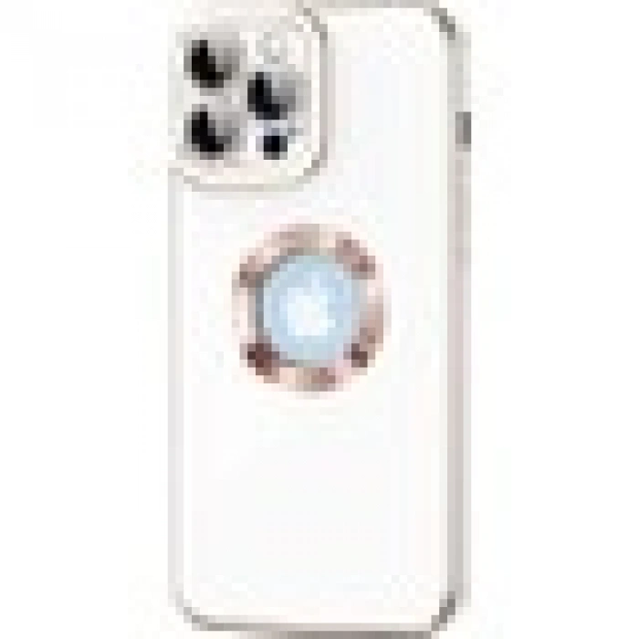 Case 4U Apple iPhone 12 Pro Max Kılıf Kamera Korumalı Parlak Kenarlı Altın Işlemeli Renkli Logo Gösteren Kongo Kapak Beyaz