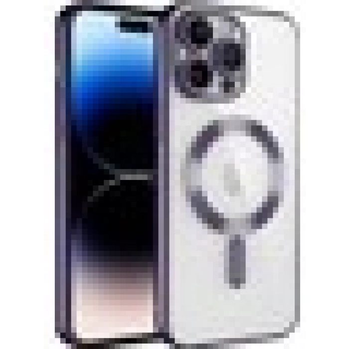 Case 4U Apple iPhone 12 Pro Max Kılıf Kamera Lens Korumalı Magsafe Şarj Kılıfı Şeffaf Renkli Yumuşak Demre Kapak Mor