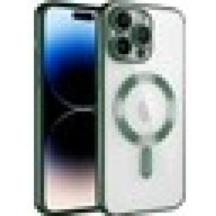 Case 4U Apple iPhone 12 Pro Max Kılıf Kamera Lens Korumalı Magsafe Şarj Kılıfı Şeffaf Renkli Yumuşak Demre Kapak Koyu Yeşil