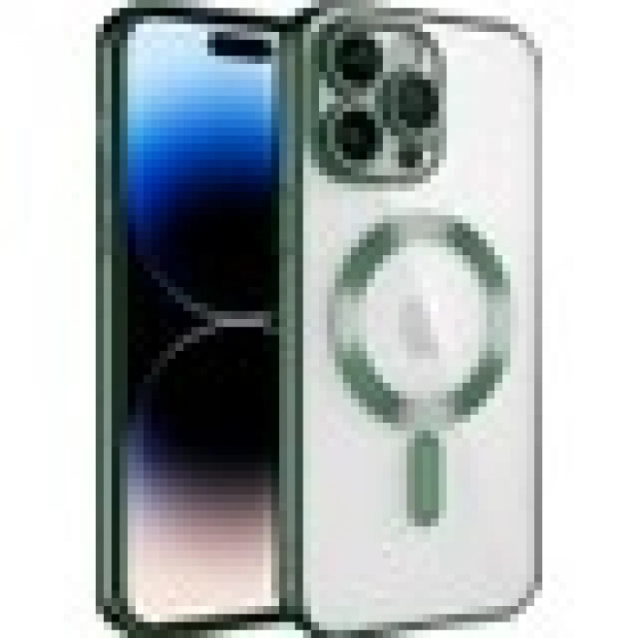 Case 4U Apple iPhone 12 Pro Max Kılıf Kamera Lens Korumalı Magsafe Şarj Kılıfı Şeffaf Renkli Yumuşak Demre Kapak Koyu Yeşil