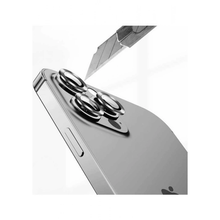 Case 4U Apple iPhone 13 2 parça Kamera Lens Koruyucu CL-04 Siyah