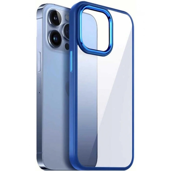 Case 4U Apple iPhone 13 Pro Kılıf Renkli Kenar Metal Kamera Çerçeveli Krom Arka Kapak Lacivert