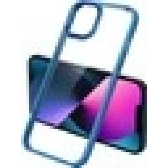 Case 4U Apple iPhone 13 Pro Kılıf Renkli Kenar Metal Kamera Çerçeveli Krom Arka Kapak Mavi