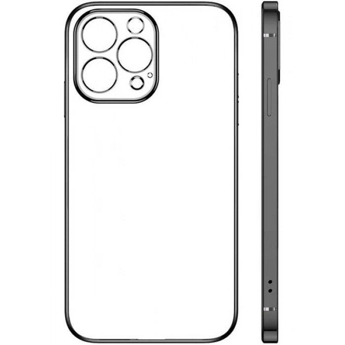 Case 4U Apple iPhone 13 Pro Max Kılıf Renkli Kenar Elektroplatin Kaplama Darbeye Dayanıklı Şeffaf Yüzey Gbox Kapak Lacivert