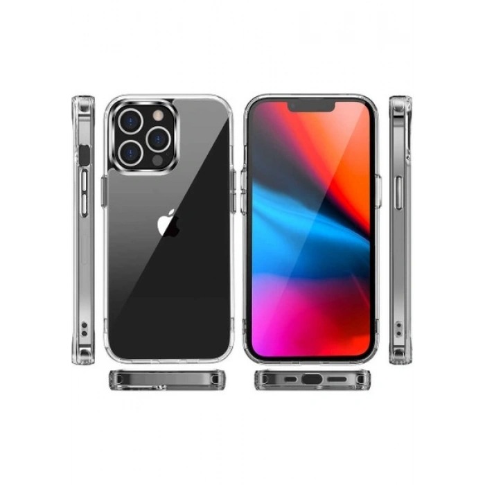 Case 4U Apple iPhone 14 Kılıf Çift Katmanlı Şeffaf Pürüzsüz Sert Yüzey Silikon Forst SGS Sertifikalı Kapak Şeffaf