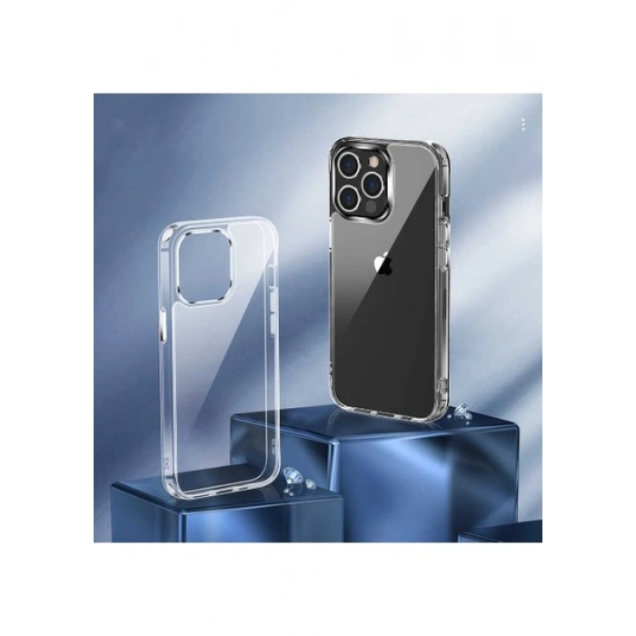 Case 4U Apple iPhone 14 Kılıf Çift Katmanlı Şeffaf Pürüzsüz Sert Yüzey Silikon Forst SGS Sertifikalı Kapak Şeffaf