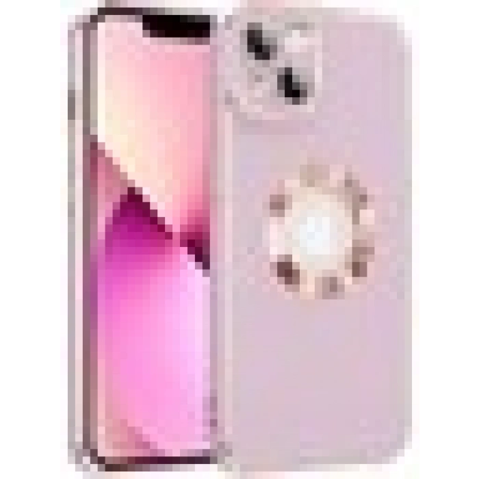 Case 4U Apple iPhone 14 Kılıf Kamera Korumalı Parlak Kenarlı Altın Işlemeli Renkli Logo Gösteren Kongo Kapak Mor