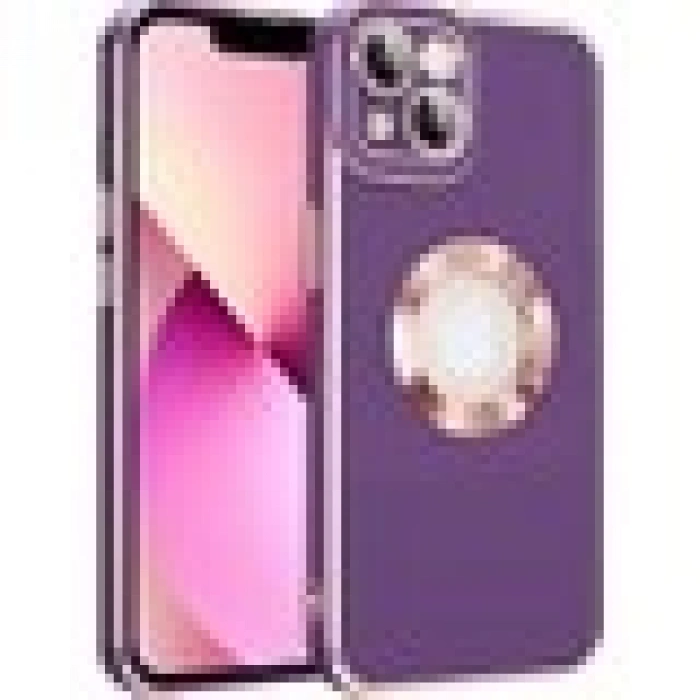 Case 4U Apple iPhone 14 Kılıf Kamera Korumalı Parlak Kenarlı Altın Işlemeli Renkli Logo Gösteren Kongo Kapak Lacivert