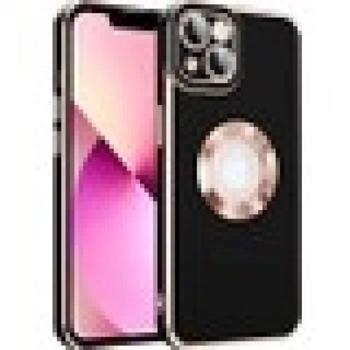Case 4U Apple iPhone 14 Kılıf Kamera Korumalı Parlak Kenarlı Altın Işlemeli Renkli Logo Gösteren Kongo Kapak Lacivert