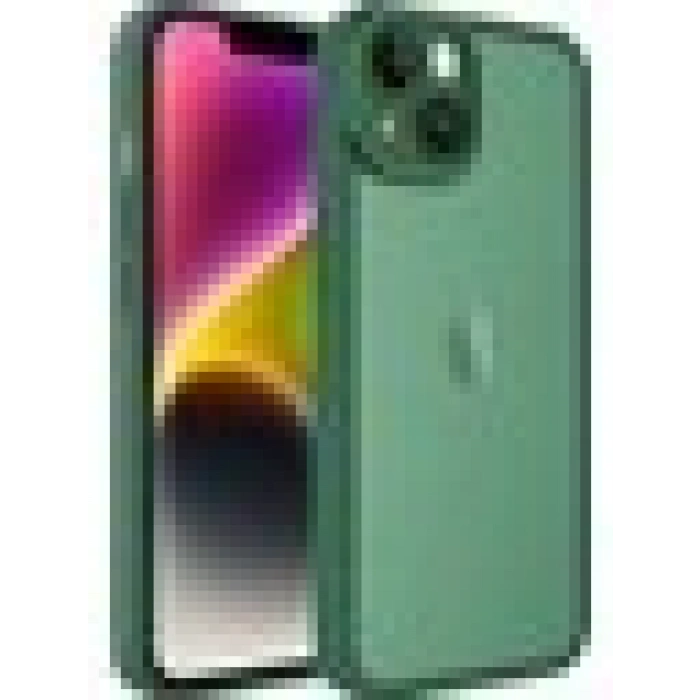 Case 4U Apple iPhone 14 Plus Kılıf Kamera Korumalı Parlak Tasarımlı Renkli Darbe Emici Transparan Post Kapak Koyu Yeşil