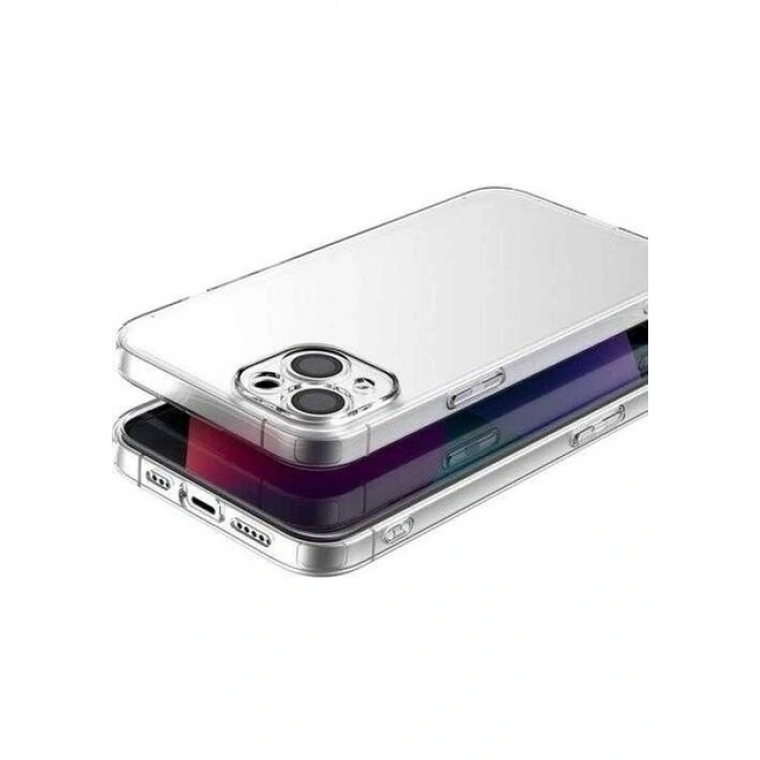 Case 4U Apple iPhone 14 Plus Kılıf Kamera Korumalı Sert PC Vayt Kapak Şeffaf