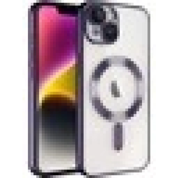 Case 4U Apple iPhone 14 Plus Kılıf Kamera Lens Korumalı Magsafe Şarj Kılıfı Şeffaf Renkli Yumuşak Demre Kapak Mor