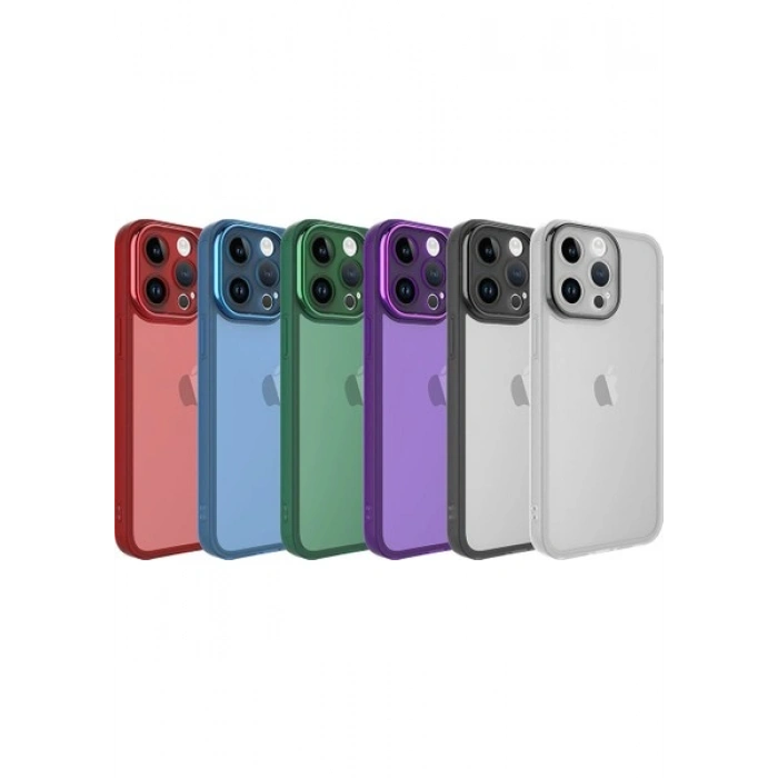 Case 4U Apple iPhone 14 Pro Kılıf Kamera Korumalı Parlak Tasarımlı Renkli Darbe Emici Transparan Post Kapak Koyu Yeşil