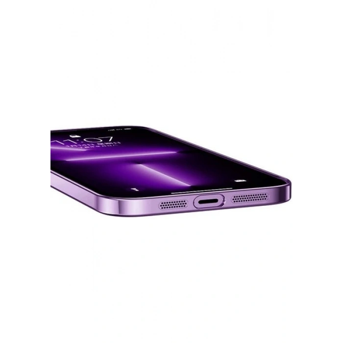 Case 4U Apple iPhone 14 Pro Kılıf Wireless Şarj Özellikli Sert PC Riksos Magsafe Silikon Kapak Mor