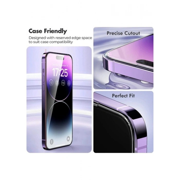 Case 4U Apple iPhone 14 Temperli Ekran Koruyucu Kırılmaz Cam Ekonomik 3lü Paket Şeffaf