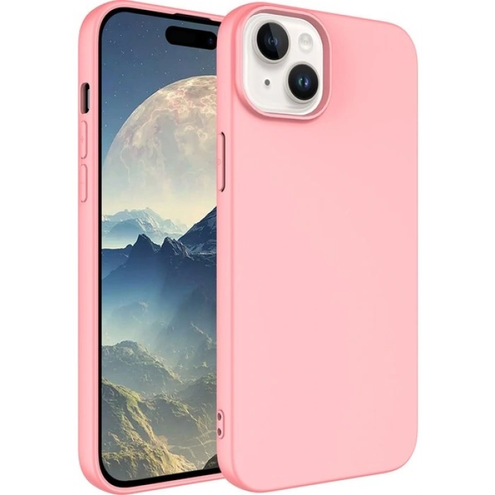 Case 4U Apple iPhone 15 Plus Kılıf Içi Kadife Logosuz Lsr Lansman Silinebilir Arka Kapak Açık Pembe