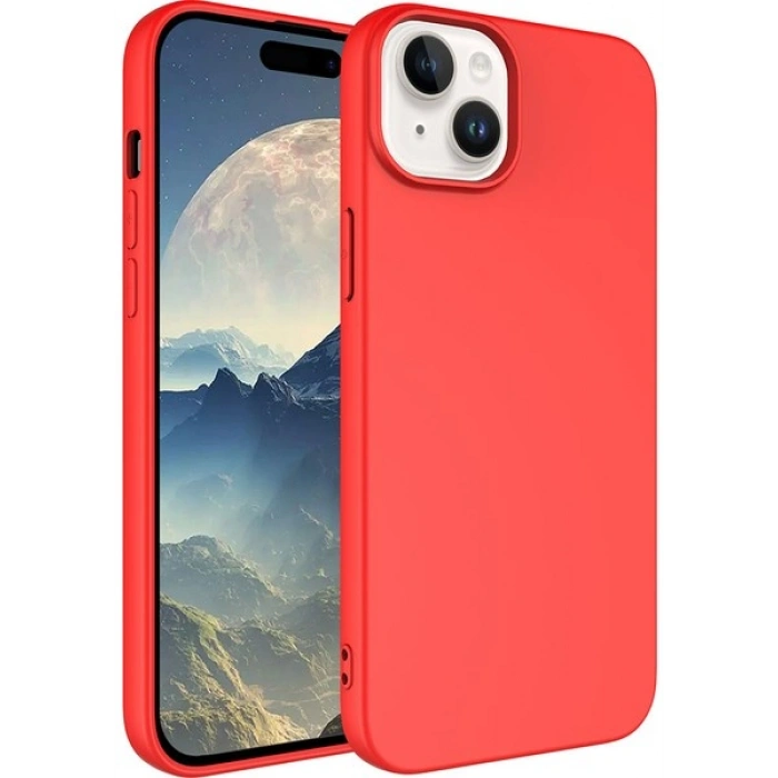 Case 4U Apple iPhone 15 Plus Kılıf Içi Kadife Logosuz Lsr Lansman Silinebilir Arka Kapak Kırmızı