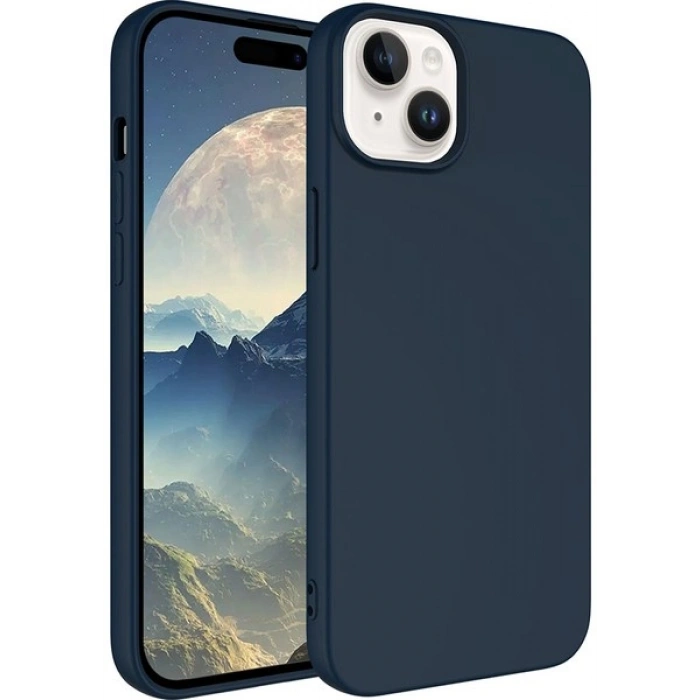 Case 4U Apple iPhone 15 Plus Kılıf Içi Kadife Logosuz Lsr Lansman Silinebilir Arka Kapak Lacivert