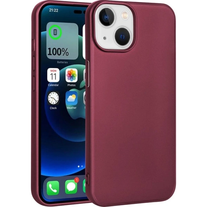 Case 4U Apple iPhone 15 Plus Kılıf Klasik Mat Renkli Yumuşak Premier Silikon Mürdüm