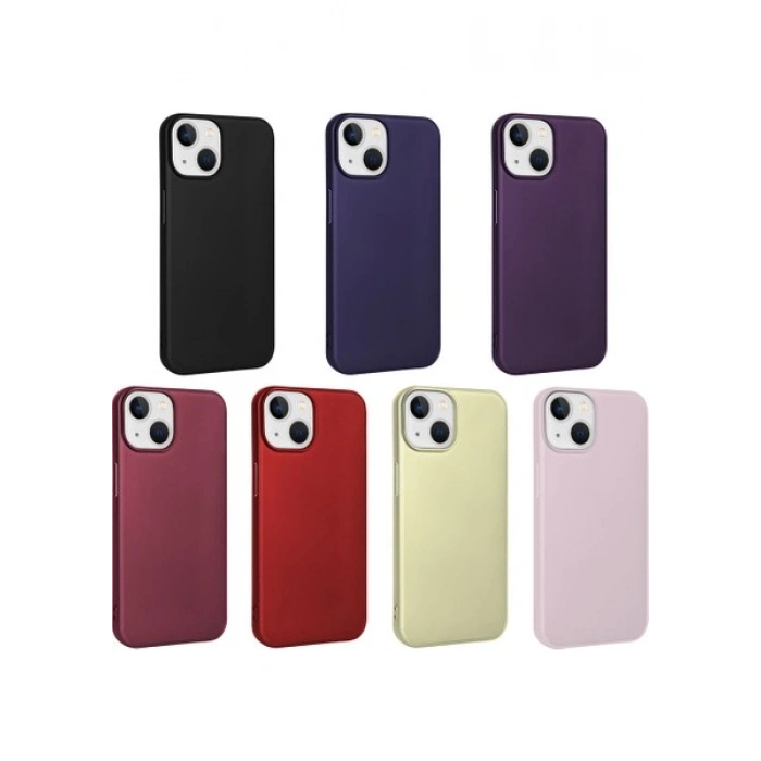 Case 4U Apple iPhone 15 Plus Kılıf Klasik Mat Renkli Yumuşak Premier Silikon Mürdüm