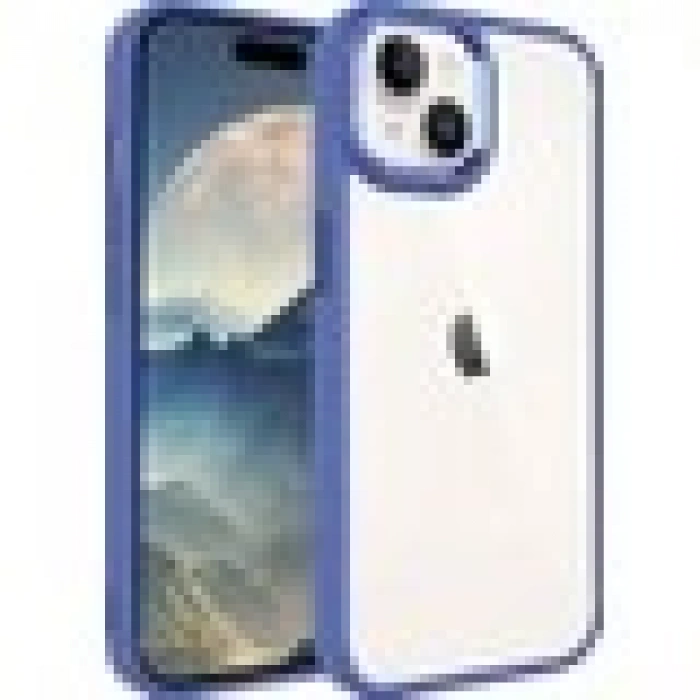 Case 4U Apple iPhone 15 Plus Kılıf Renkli Kenar Metal Kamera Çerçeveli Krom Arka Kapak Lacivert