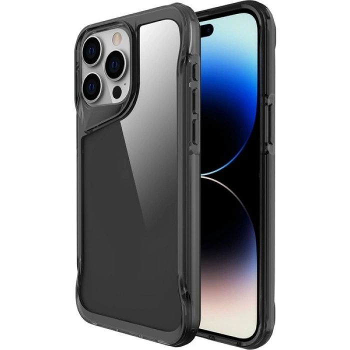 Case 4U Apple iPhone 15 Pro Kılıf Darbe Emici Kamera Korumalı Kenar 2.0mm T-Max Arka Kapak Koyu Gri