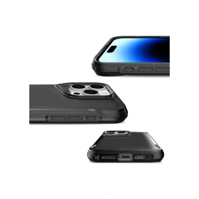 Case 4U Apple iPhone 15 Pro Kılıf Darbe Emici Kamera Korumalı Kenar 2.0mm T-Max Arka Kapak Koyu Gri