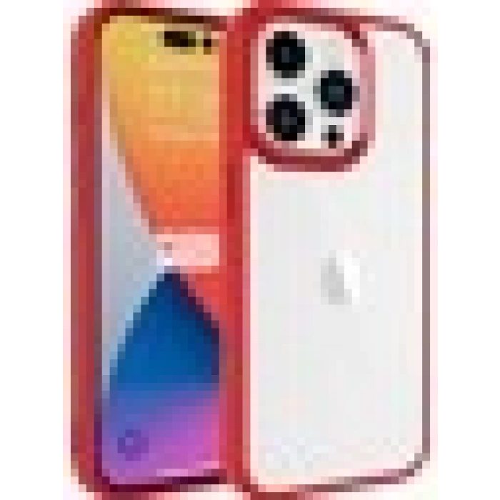 Case 4U Apple iPhone 15 Pro Kılıf Renkli Kenar Metal Kamera Çerçeveli Krom Arka Kapak Kırmızı