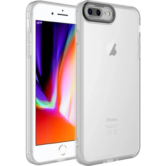 Case 4U Apple iPhone 7 Plus / 8 Plus Kılıf Kamera Korumalı Parlak Tasarımlı Renkli Darbe Emici Transparan Post Kapak Şeffaf