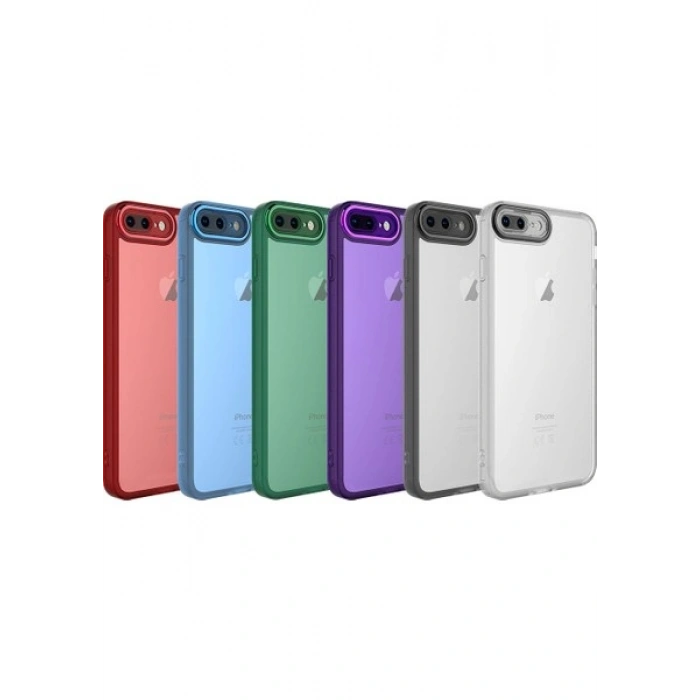 Case 4U Apple iPhone 7 Plus / 8 Plus Kılıf Kamera Korumalı Parlak Tasarımlı Renkli Darbe Emici Transparan Post Kapak Şeffaf