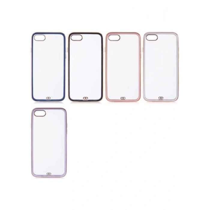 Case 4U Apple iPhone SE 2022 / SE 2020 / iPhone 7 / iPhone 8 Kılıf Kamera Korumalı Pastel Renk Voit Clear Kapak Lacivert