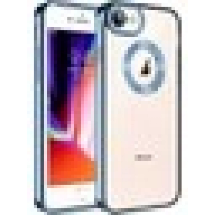 Case 4U Apple iPhone SE 2022 / SE 2020 Kılıf Kamera Lens Korumalı Şeffaf Renkli Logo Gösteren Parlak Omega Kapak Sierra Mavisi
