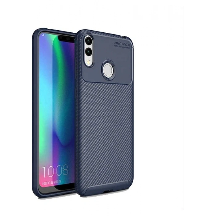 Case 4U Honor 8C Kılıf Rugged Armor Karbon Desenli Lüx Negro Silikon Arka Kapak Lacivert