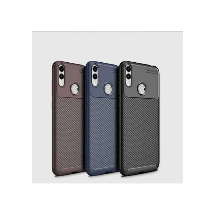 Case 4U Honor 8C Kılıf Rugged Armor Karbon Desenli Lüx Negro Silikon Arka Kapak Lacivert