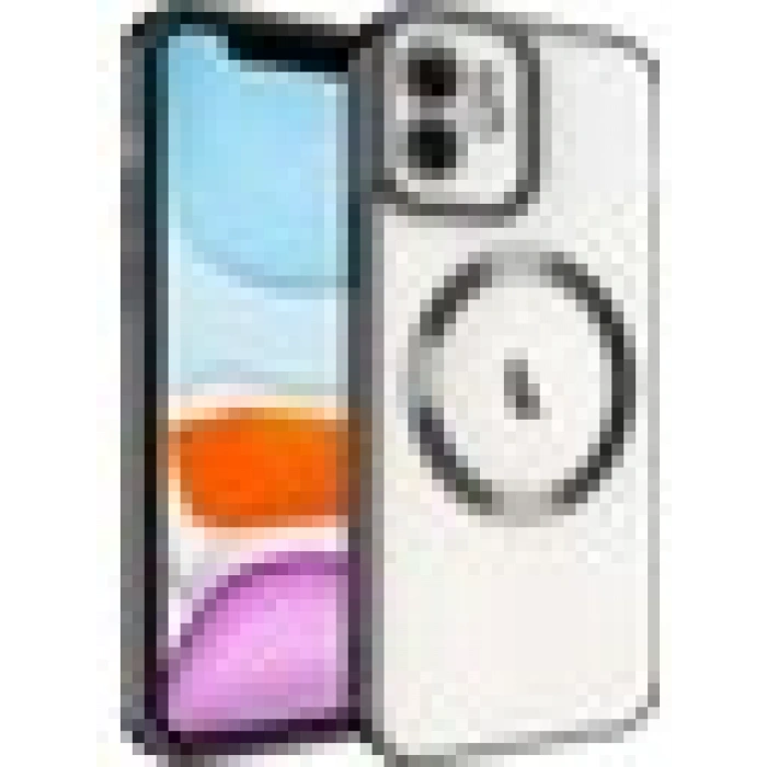 Case 4U iPhone 11 Kılıf Magsafe Wireless Şarj Destekli Kamera Korumalı Şeffaf Kenarları Renkli Setro Kapak Siyah