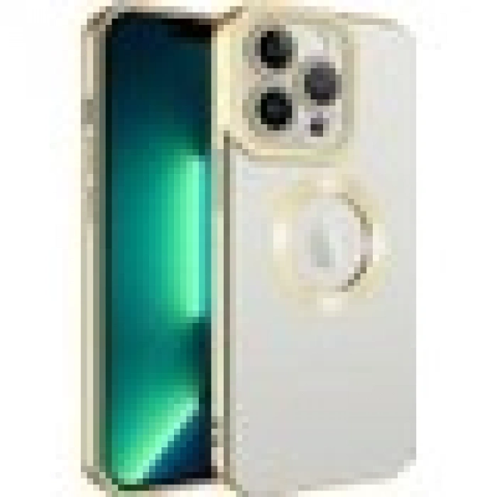 Case 4U iPhone 14 Pro Max Kılıf Kamera Lens Korumalı Şeffaf Renkli Logo Gösteren Parlak Omega Kapak Lacivert